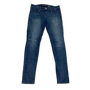 American Eagle AE Jeans Women's 8 Stretch Jegging Distressed Boho Paint Chic Mid